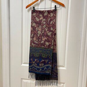 Vintage Cashmink Abstract Patterned Scarf Purple